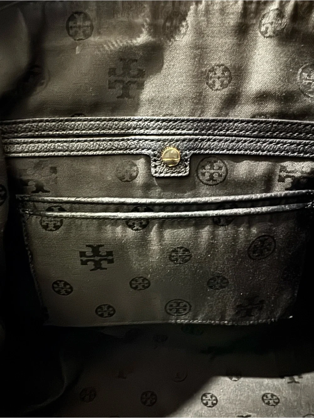 Tory Burch Bombe T Slouchy Satchel Soft Pebbled Leather Black VGUC
